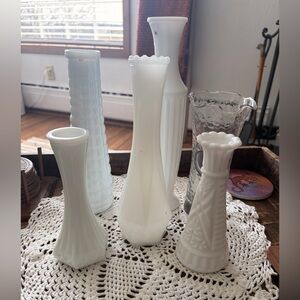 Milk Glass Vase Set